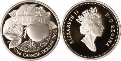 Канада, 1 доллар 1996 г. Яблоки Мекинтош