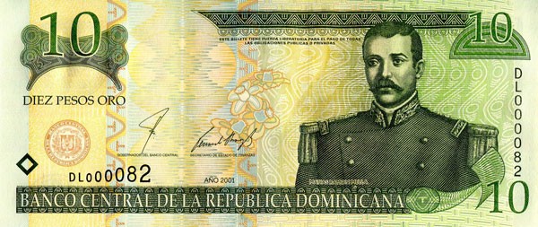 Доминиканская республика, банкнота 10 песо, 2001 год