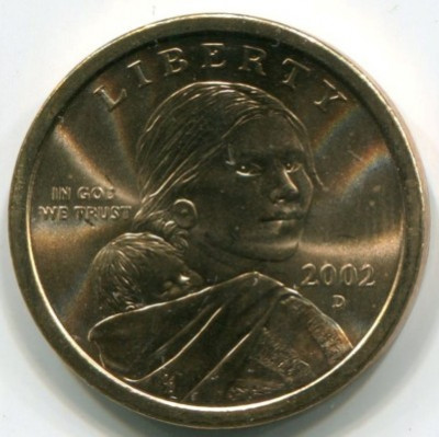 Монета США 1 доллар 2002 год. D