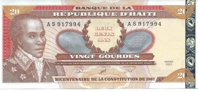 Банкнота Гаити  20 гурдов 2001 год