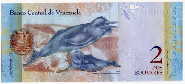Банкнота Венесуэла 2 боливара 2013 год.