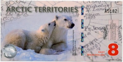 Банкнота Арктические территории 8 долларов 2011 год. 
