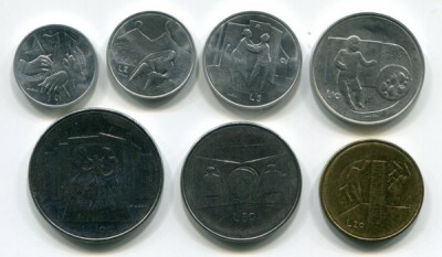 Набор Сан-Марино из 7-ми монет 1976 год.