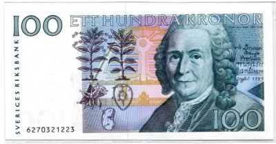 Банкнота Швеция 100 крон 1987 год.