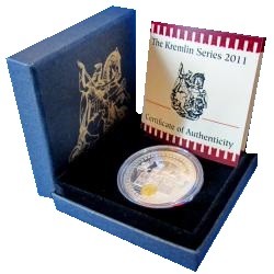 Республика Либерия, 5 долларов "Успенский собор" Серия Сокровища Кремля 2011 год