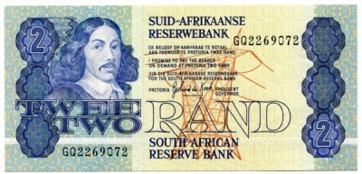 Банкнота ЮАР 2 ранд 1981 год.