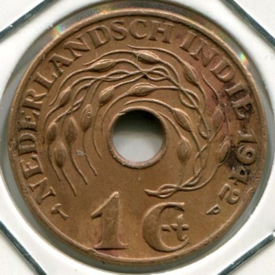 Монета Нидерландская Индия 1 цент 1942 год.