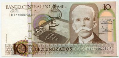 Банкнота Бразилия 10 крузадо 1986 год. 