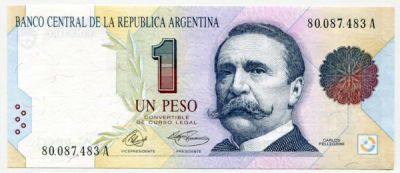 Банкнота Аргентина 1 песо 1992 год.