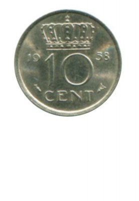 Нидерланды 10 центов 1958 г.