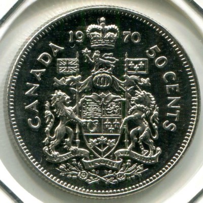 Монета Канада 50 центов 1970 год. Королева Елизавета II