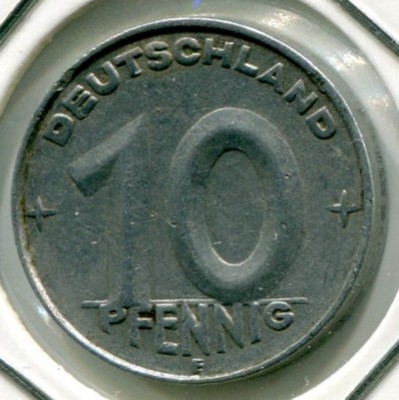Монета ГДР 10 пфеннигов 1950 год. Е