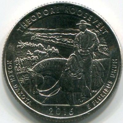 Монета США 25 центов 2016 год. Национальный парк Теодор-Рузвельт. D