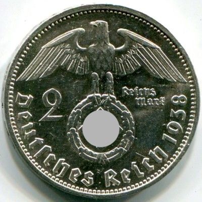 Монета Германия 2 марки 1938 год. A