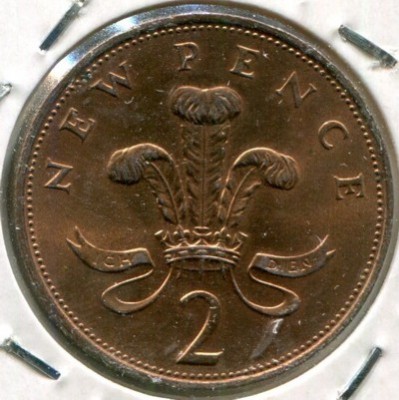 Монета Великобритания 2 пенса 1971 год.