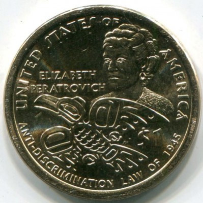 Монета США 1 доллар 2020 год. Элизабет Ператрович, Закон о борьбе с дискриминацией 1945.