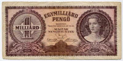 Банкнота Венгрия 1000 000 000 пенго 1946 год.