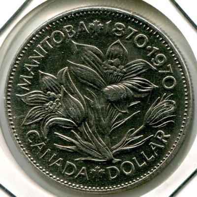 Монета Канада 1 доллар 1970 год. 100 лет со дня присоединения Манитобы.