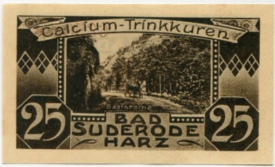 Банкнота Бад-Зудероде 25 пфеннигов 1921 год.