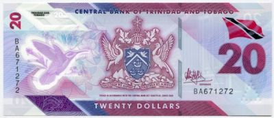 Банкнота Тринидад и Тобаго 20 долларов 2020 год.