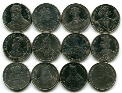 Польша набор из 12-ти монет 1979-1989 год. Короли Польши.