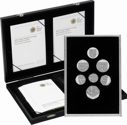 Набор серебряных монет, "Королевский герб", Англия 2008 год.