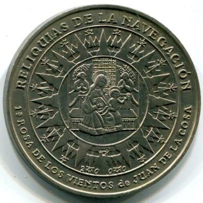 Монета Куба 1 песо 2000 год. Парусное судно Карта Хуана де ла Коса.