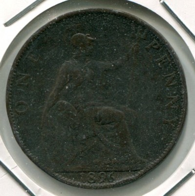 Монета Великобритания 1 пенни 1896 год. Королева Виктория