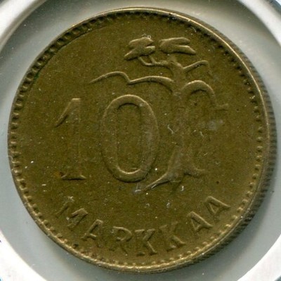 Монета Финляндия 10 марок 1953 год.