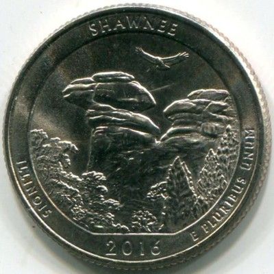 Монета США 25 центов 2016 год. Национальный лес Шоуни. D