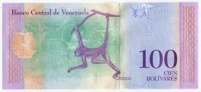 Банкнота Венесуэла 100 боливар 2018 год.