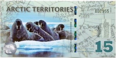 Банкнота Арктические территории 15 долларов 2011 год. 