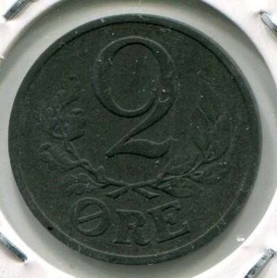 Монета Дания 2 эре 1943 год.