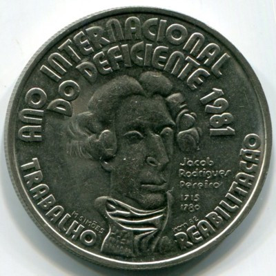 Монета Португалия 100 эскудо 1982 год. Международный год инвалидов.