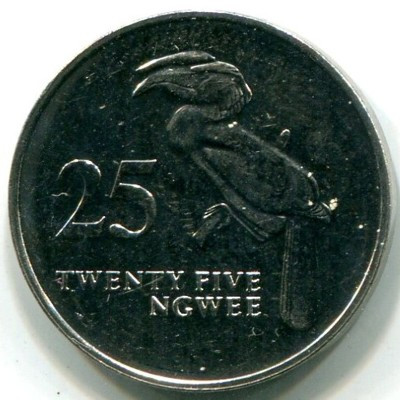 Монета Замбия 25 нгвей 1992 год.