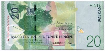 Банкнота Сан-Томе и Принсипи 20 добра 2016 год.