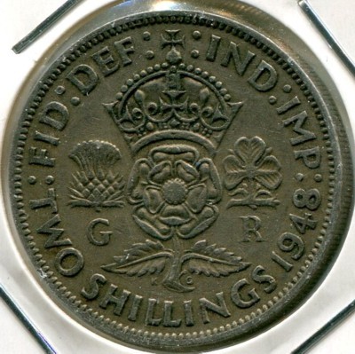 Монета Великобритания 2 шиллинга 1948 год.