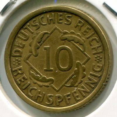 Монета Германия 10 рейхспфеннигов 1925 год. A