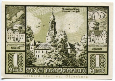 Банкнота город Йевер 1 марка 1922 год.