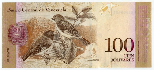 Банкнота Венесуэла 100 боливар 2013 год.