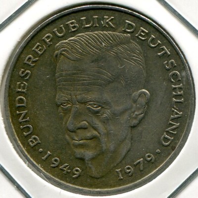 Монета ФРГ 2 марки 1983 год. Курт Шумахер