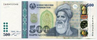 Банкнота Таджикистан 500 сомони 2018 год.