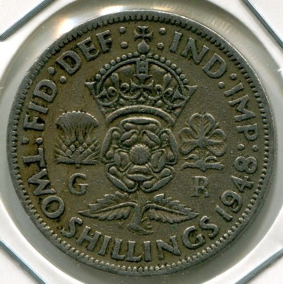 Монета Великобритания 2 шиллинга 1948 год.