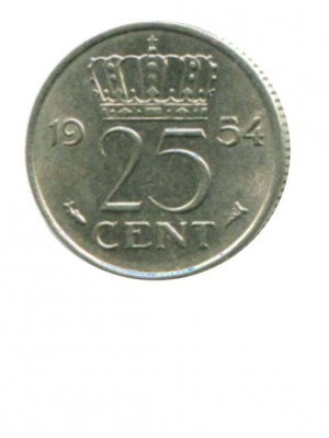 Нидерланды 25 центов 1954 г.