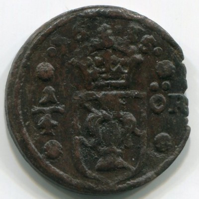 Монета Швеция 1/4 эре 1635 год. 