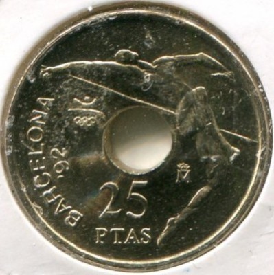 Монета Испания 25 песет 1991 год.