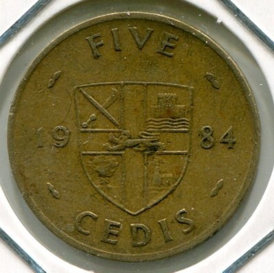 Монета Гана 5 седи 1984 год.