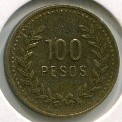 Монета Колумбия 100 песо 1994 год.