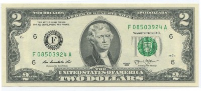 США, банкнота 2 доллара 2003 г.