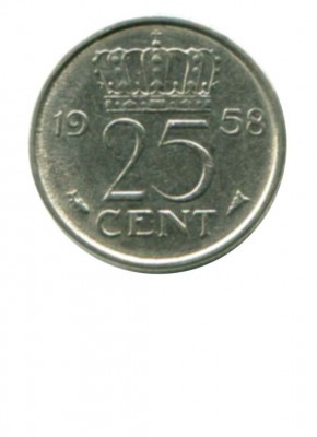 Нидерланды 25 центов 1958 г.
